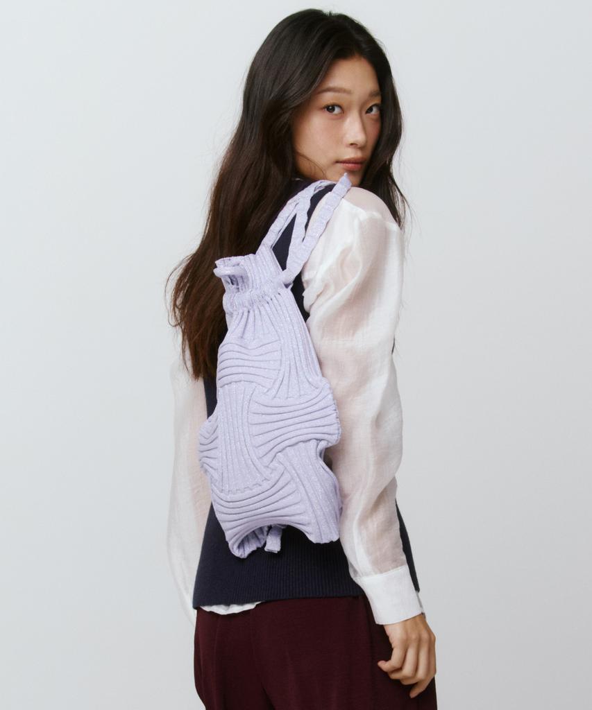 Pleatsmama New Bow Backpack Glitter Pale Purple