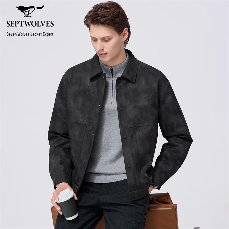 Septwolves Men s Wax-Dye Lapel Padded Jacket L