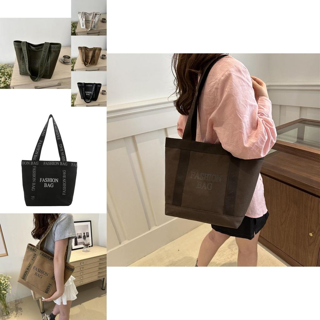 Large Capacity Canvas Tote Bag For Women 2024 Spring New Stylish Letter Design