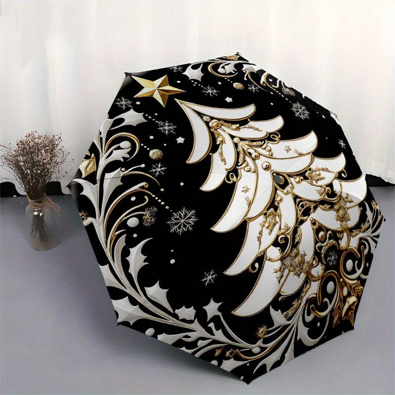 Golden Christmas Tree Ornament: Festive Decor for Your HomeUmbrella, Portable 3-Fold Compact Umbrella,Christmas Gift ES617