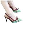 Mode 2025 Sommar Blandade Färger Damslingbacks Höga Klackar Spetsig Tå Tunn Klack Spänne Rem Pumps för Rosett Plus Size Sexig Fest
