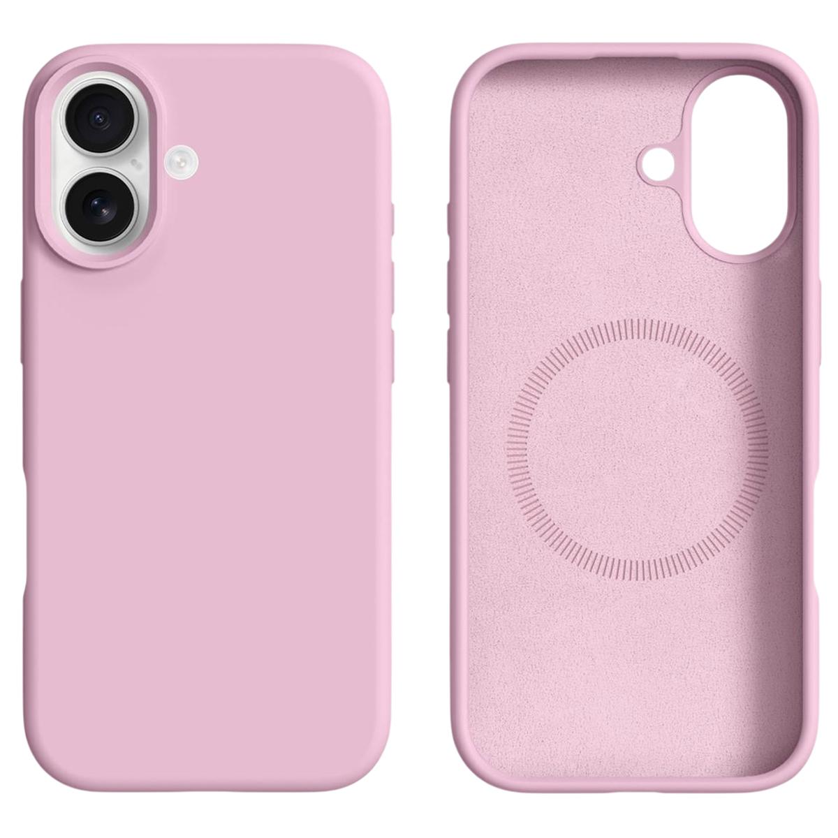 

For iPhone 17 Case Compatible with MagSafe Liquid Silicone+PC Phone Cover Pink