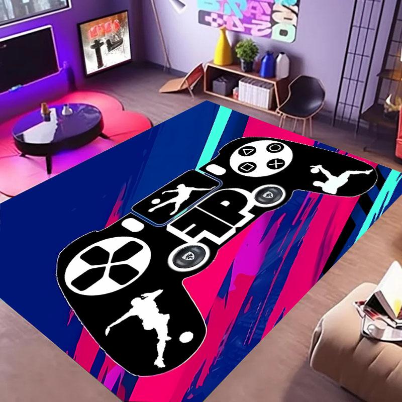 HD Home Area Gamer Rugs with Game Controller Design,Non Slip Floor Mats for Kids, Carpet for Decor Living Bed Playrooms Kitchen