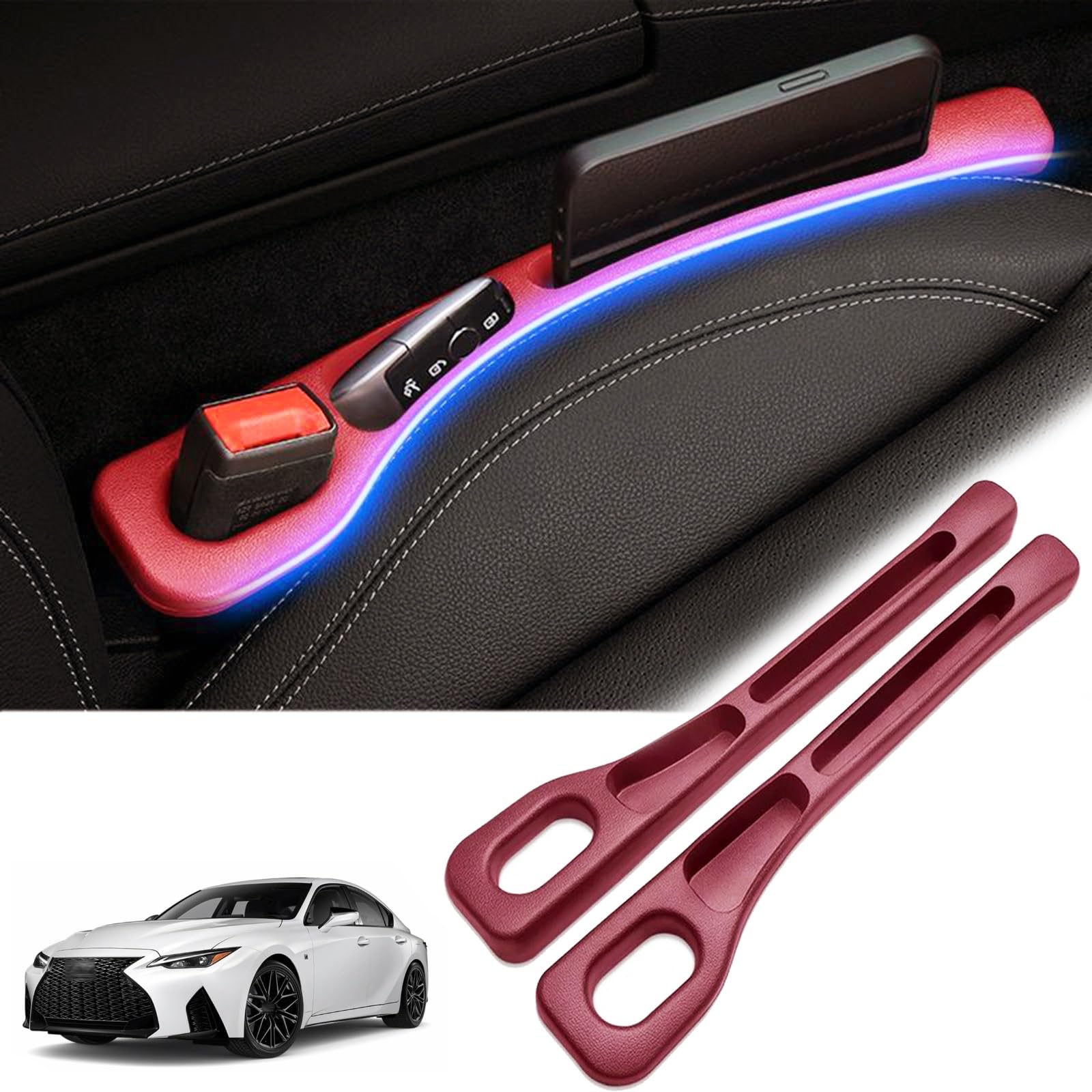 

(New Multi-functional & Storage for Small Items) Compatible with Car Gap Cushions, Lexus IS300h, One Size красный