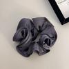 A Simple and Elegant French Retro High-end Black Ear-trimmed Flower Bud Satin Large Intestine Hair Tie