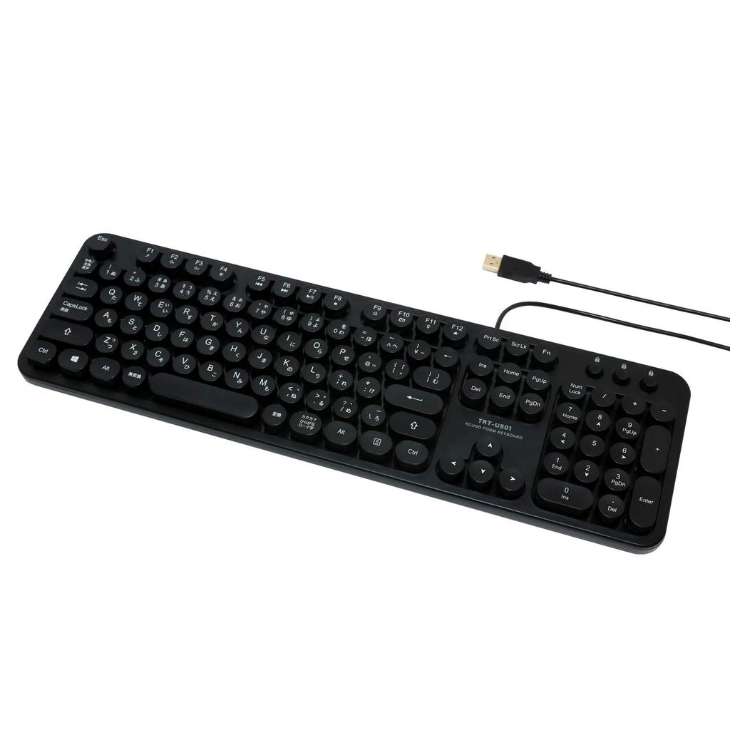 Miyoshi MCO Retro Design USB Keyboard, Black, TRT-US01BK