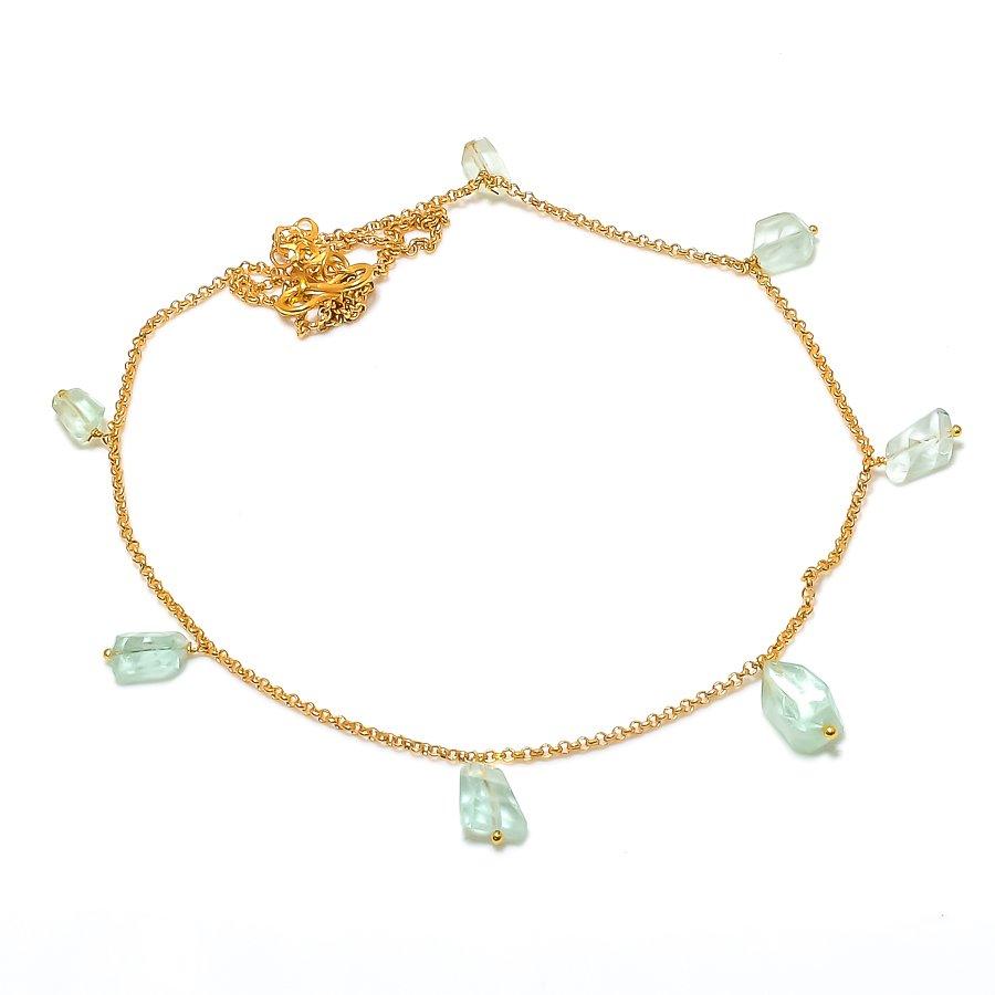 

Green Amethyst Gemstone Handmade 925 Sterling Silver Jewelry Necklace 20 GK-6653