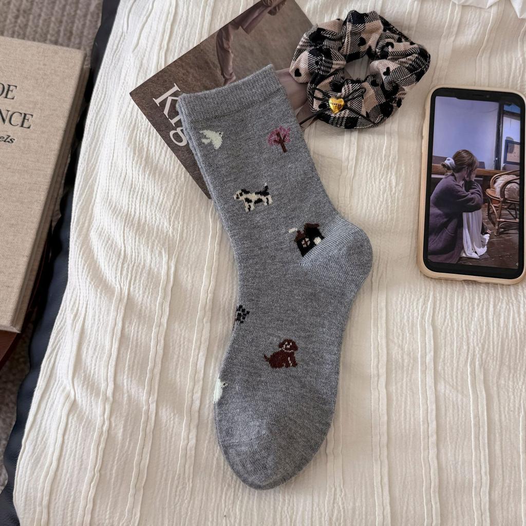 Herbst Wollmärchen Socken Mittelhohe Socken Tide Girl Niedliche Cartoon Strümpfe