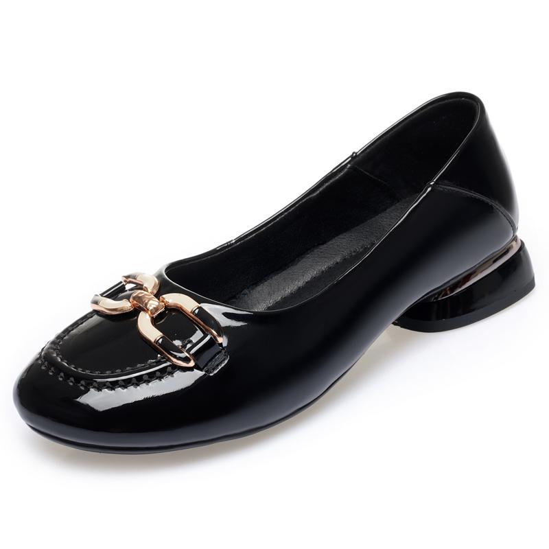 Туфли в горошек женские нескользящие женские весенние туфли большого размера с неглубоким носком женская обувь из лакированной кожи среднего возраста 43 4580₽