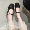 Fashion Mesh Breathable Flat Slippers Women Elegant Weaving Shallow Mary Jane Shoes Comfort Buckle Casual Shoes Zapatos