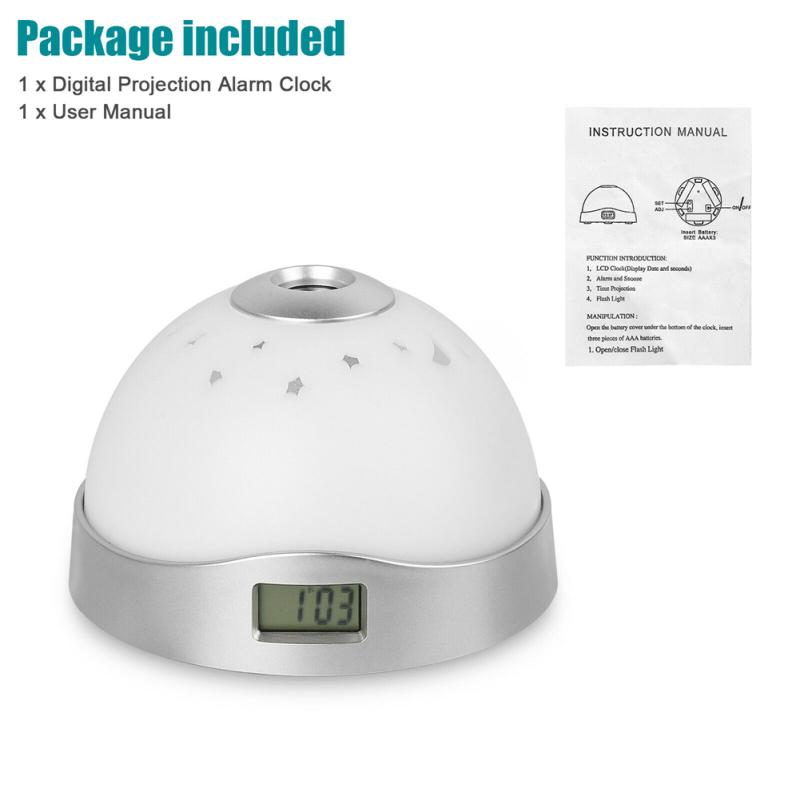 Led Digital Projector Alarm Clock 7 Color Changes Time Display Easy To Set Multi-color Night Light