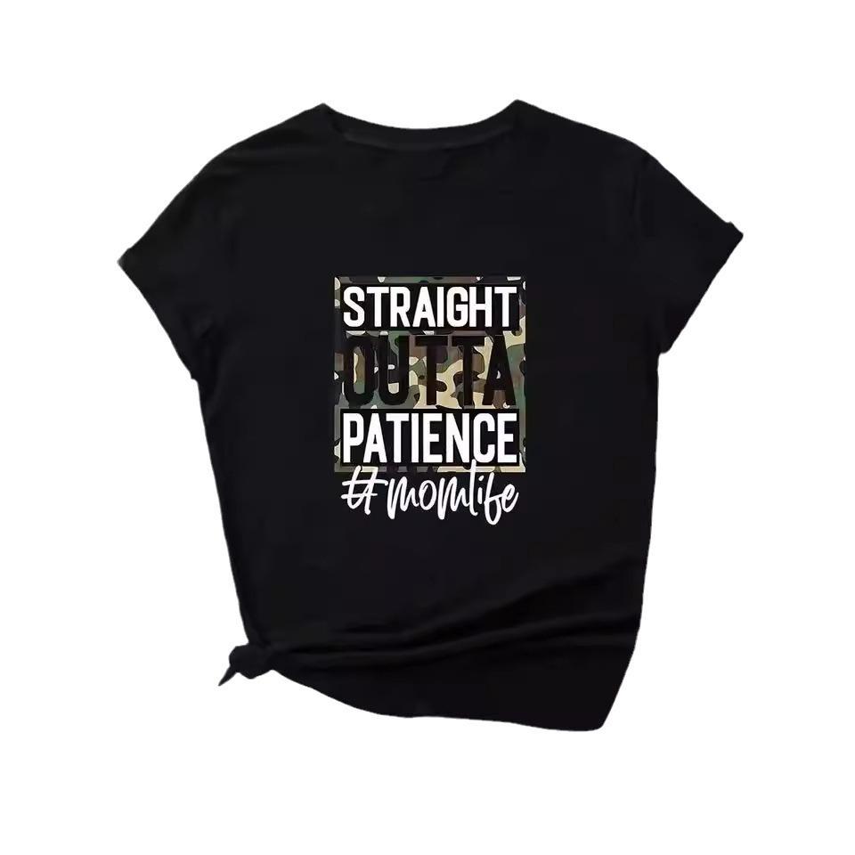 European and American spot printed crew neck T-shirt spring and summer casual short-sleeved crew neck top short-sleeved women's T-shirt