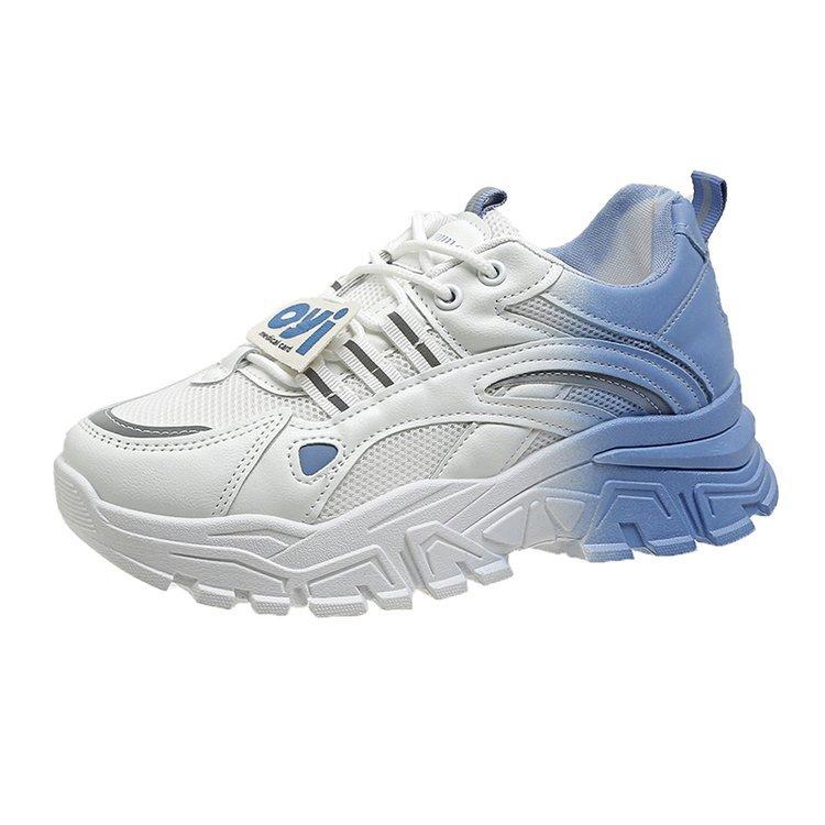 

2025 summer explosion and gradual change of color dad shoes women s mesh breathable versatile shoes lace-up women s shoes student sports shoes 35 синий