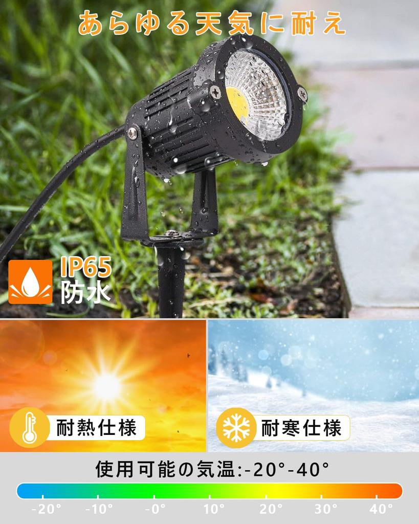 Herimo 5W Warm White LED Garden Lights, 3000K, 400LM Spotlights, IP65 Waterproof Garden Lighting, 3M Power Cord, Rotatable Up/Down/Left/Right, Landsca