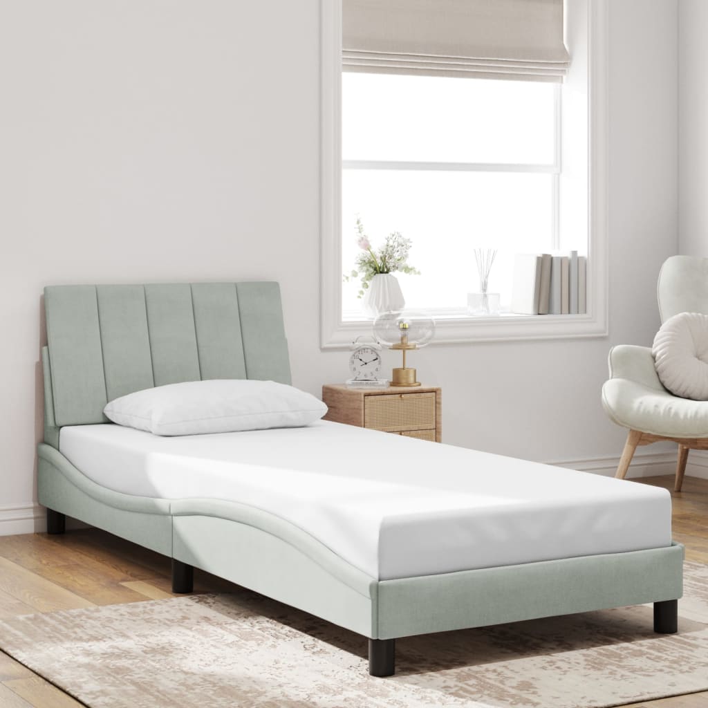 Vidaxl Bed Frame With LED Lighting, Light Gray, 80X200 Cm, Velvet