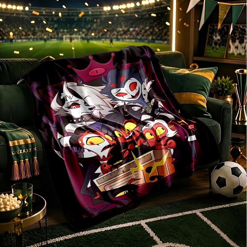 Cityscape Hazbin Nightmares Throws Blanket Flannel Blankets Plush for Couch Bed Gifts for Men Women Travel picnic blanket Christmas fan gifts