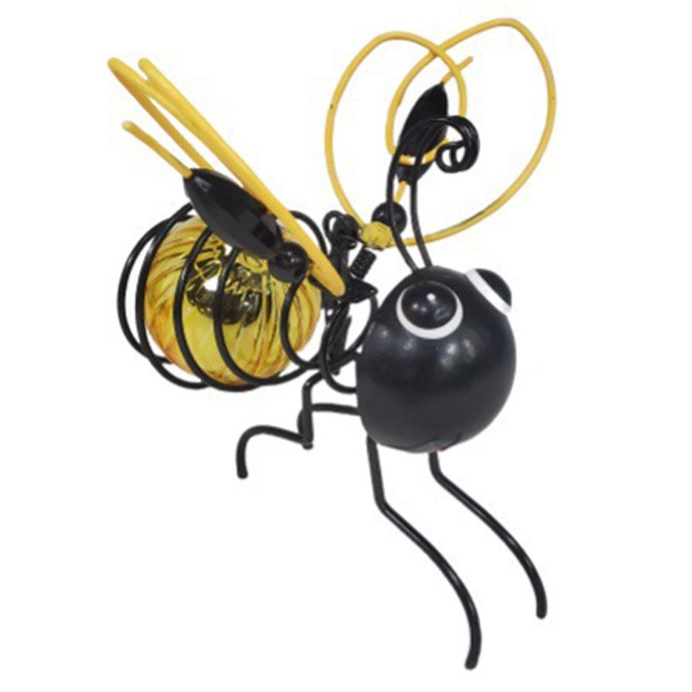 Solar-Powered Hanging Bee Garden Light Decorative Outdoor Figurine Light Metal Garden Statue Light for Patio Balcony Yard