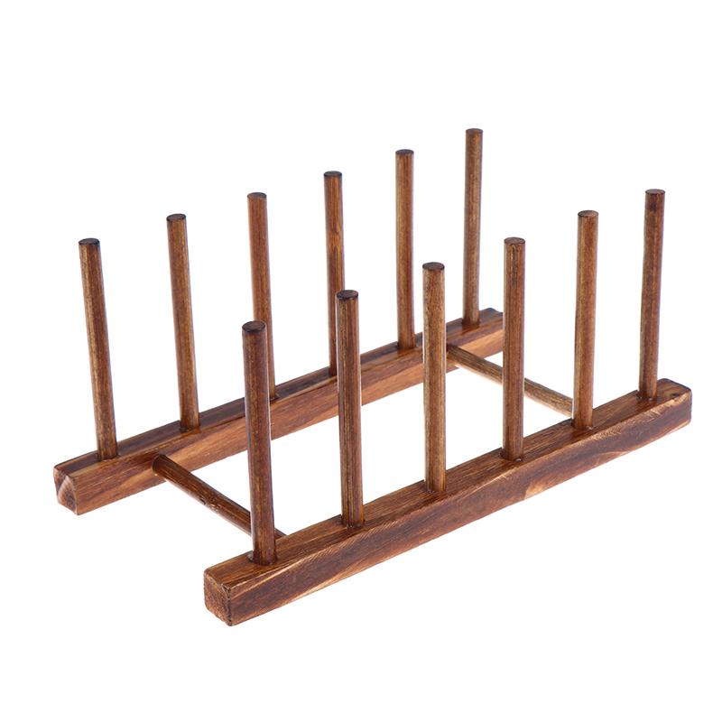 Functional Wooden Dish Drainer Rack Perfect for Organizing Plates and Lids in Small Kitchens