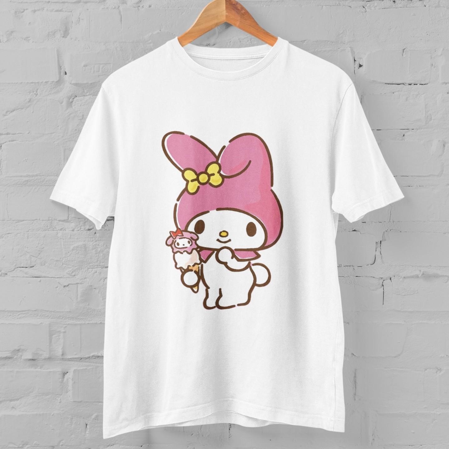 My Melody T-Shirt Cute Sanrio Character Graphic Tee Kawaii Pink Bunny Unisex Top M