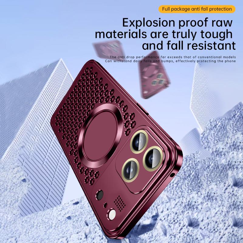 Fodral för iPhone 18 Pro Max 18 Pro Aluminium Metall Aromaterapi Magnetiskt Skydd Heltäckande Skydd Värmeavledning Bakskal