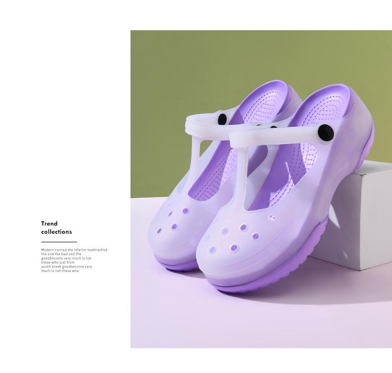 Color Block Clog Sandals - Closed Toe, Thick Sole, Non-Slip, Wear-Resistant