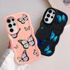 Soft Phone Cover Case for Samsung Galaxy A25 S24 S23 Plus S22 Ultra S25 S20 FE A26 S21 A54 A24 A55 A35 A36 A34 Blue Butterfly