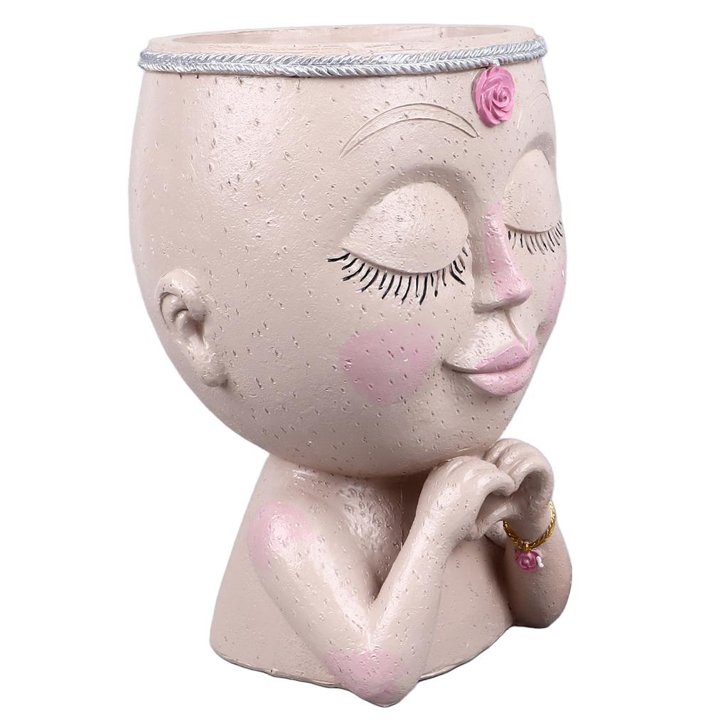 Face Planter Pot Resin Love Style Lady Head Succulent Planter Women Face Flower Pot with Drainage