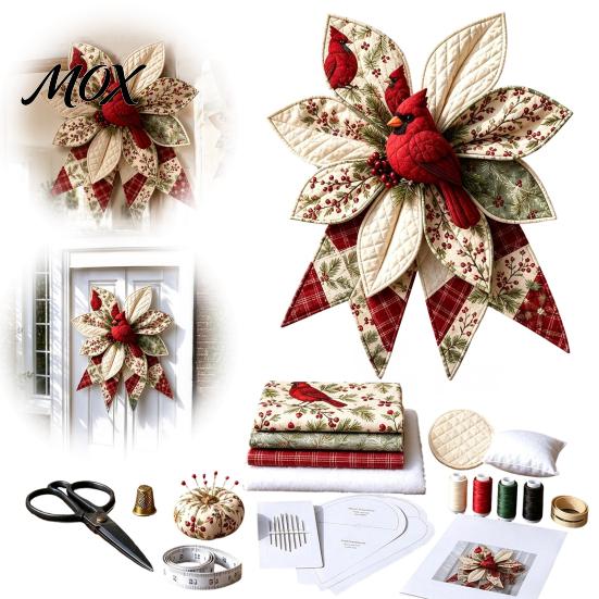 Oversized Bow Sewing Pattern Patchwork Kit, Large Fabric DIY Sunflower Handmade Home Decor Accessories Pumpkin Quilted Craft Kit for Adults, Farmhouse