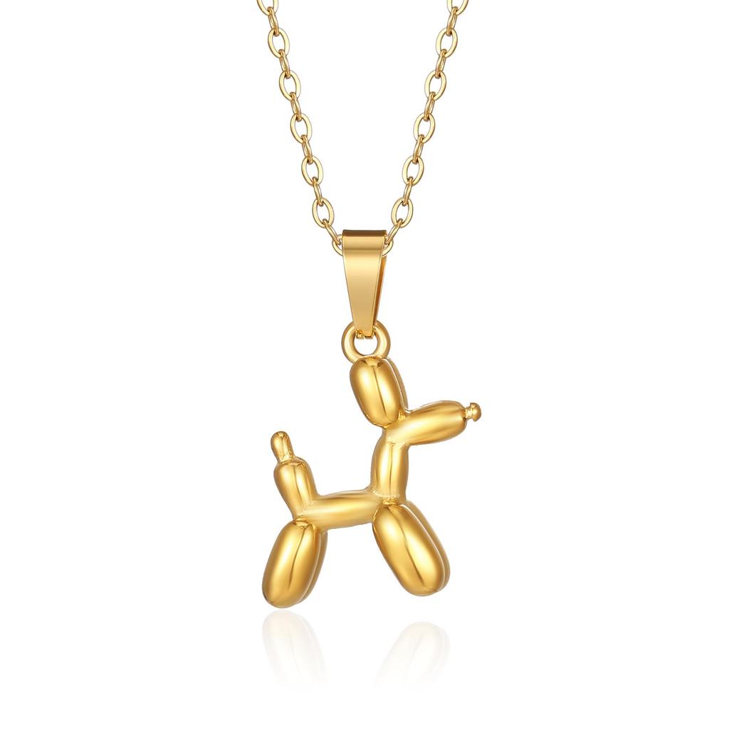 Korean Style Titanium Steel Puppy Pendant Necklace for Women