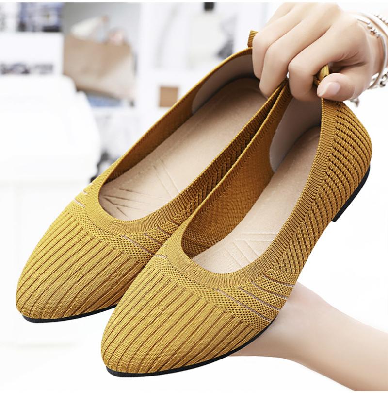 Women's Summer Shallow-mouth Flat Casual Shoes Solid Color Versatile Women's Shoes French Soft Sole Non-tiring Shoes