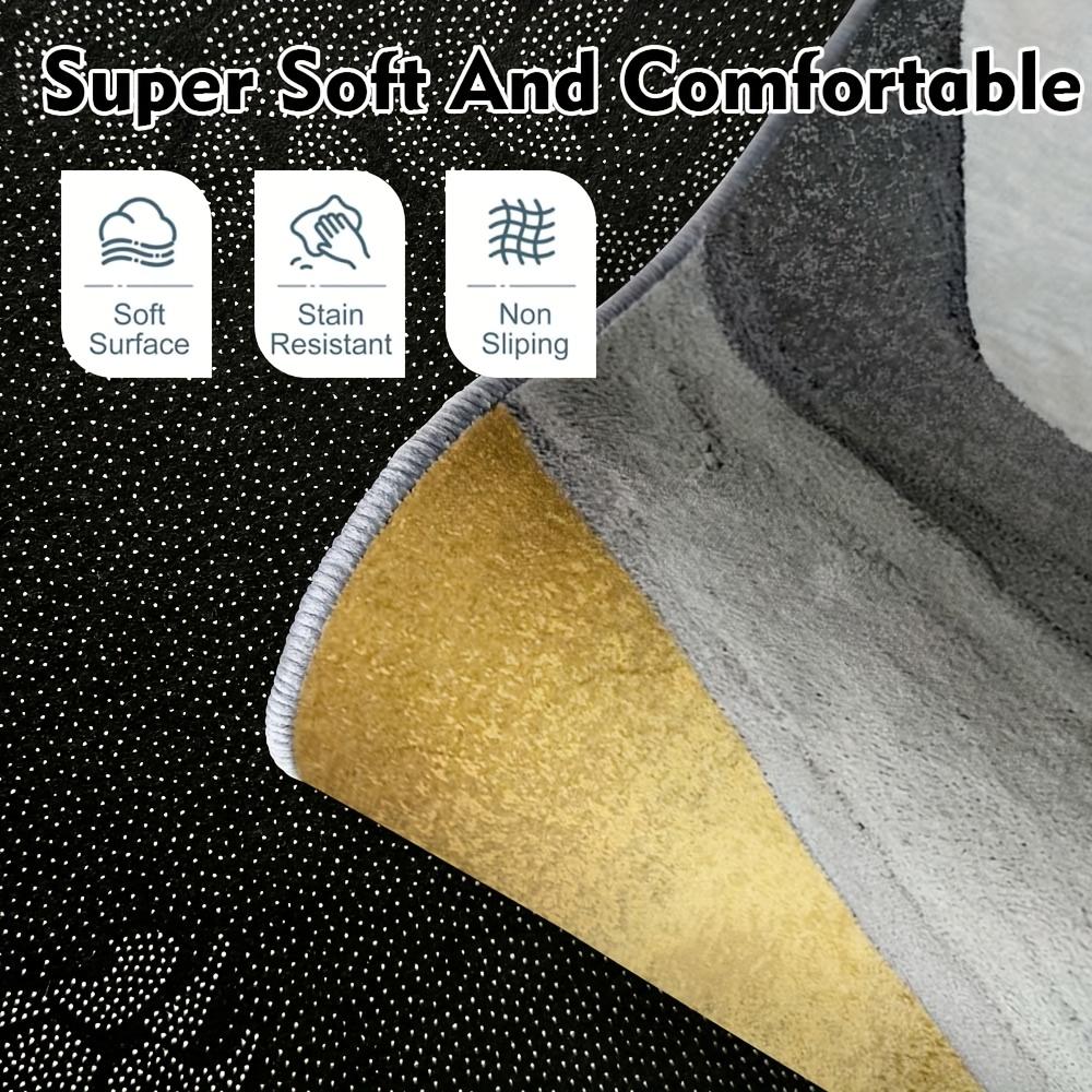 Large Abstract Soft Velvet Area Mat Non Slip Machine Washable Thick Plush Mat Gray Blue Black Golden for Living Room Office