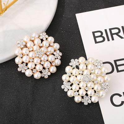 Fashion Pearl Diamond Brooch Pin High-End Neckpin Apparel Accessories Sunflower Silk Scarf Buckle