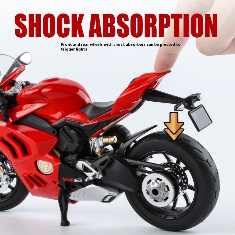 1/9 Scale DUCATI V4S Alloy Motorcycle Model with Lights - Kids' Premium Toy Car Replica, Racing Enthusiast Gift