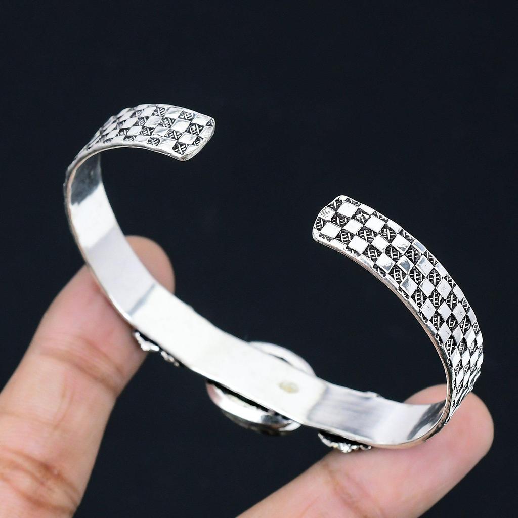 925 Silver Turritella Agate Stone Anniversary Engagement Wife New Bangle Jewelry