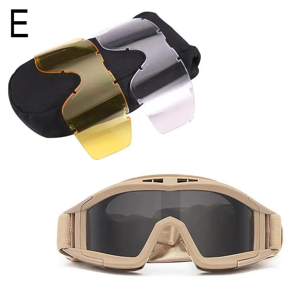 Tactical Safety Goggles 3 Lens Wind Shield Anti-Dust Shooting Motocross Motorcycle Mountaineering Eyeglasses Safe CS Game Eyeglasses