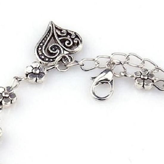 Boho Women Flower Heart Pendant Ankle Foot Bracelet Barefoot Sandal Anklet