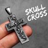 Kopf eines Raben Halsketten Ketten Stereo Totenkopf Anhänger Neuheit Totenkopf Textur Kreuz Geschenke
