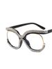 Ins Rainbow Crystal Frame Fashion Retro Round Anti Blue Ray Female Glasses Vintage Oversized Frame Eyewear Accessories