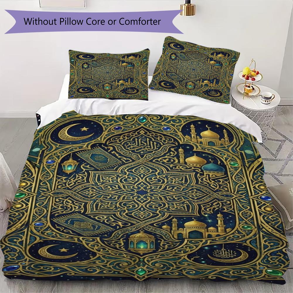 Muslim Pattern Bedding uilt Set uilt Cover Pillowcase Home Decoration Birthday Gift (1 * duvet cover + 2 * pillowcase  without core)126