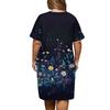 Summer Plus Size V Neck Short Sleeve Knee Pocket  Print Casual Dress For Women
