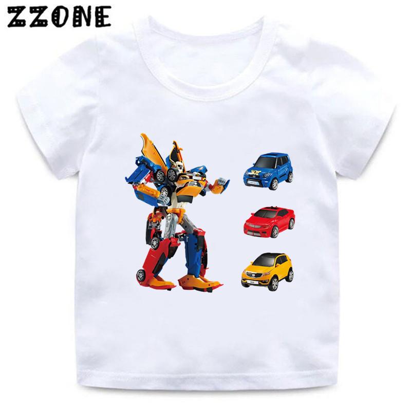 Tobot Evolution Transformer Robot Car Print Kids T-Shirts Girls Clothes Cartoon Baby Boys T Shirt Summer Children Tops