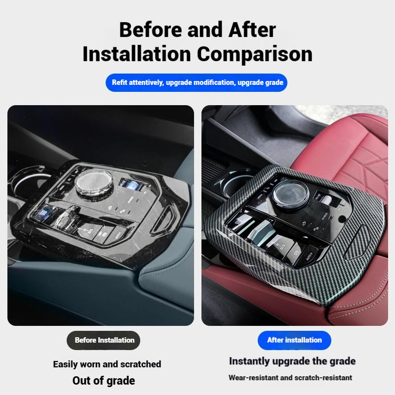 Osłona konsoli środkowej z włókna węglowego ABS, panel zmiany biegów, do BMW serii 5 i5 G60 2025, naklejki do wnętrza samochodu 2025