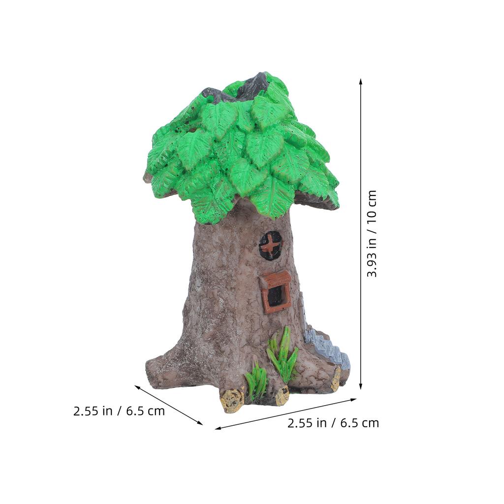 2Pcs Mini Resin Tree Ornament Fairy Garden Decor Outdoor Indoor Micro Landscape Accessory for Terrarium Bonsai Aquarium
