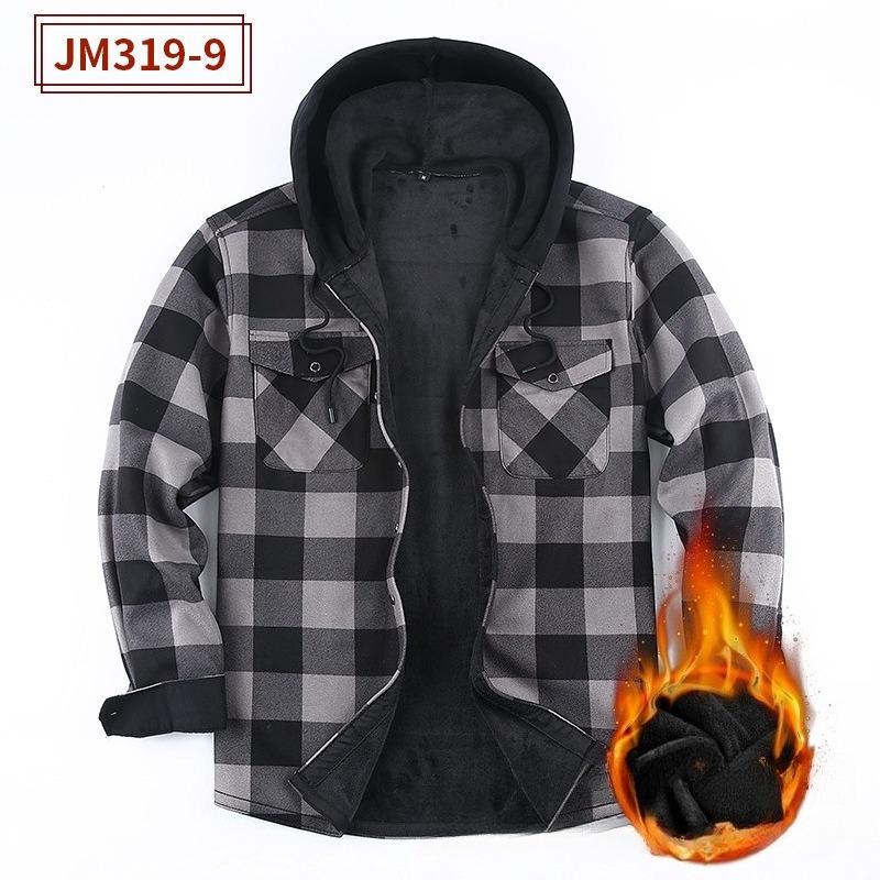 Men's Plaid Flannel Shirt, Long Sleeve Square Collar Button-Up Shirt, Regular Fit Heavyweight Multi-Pocket Winter Shirt