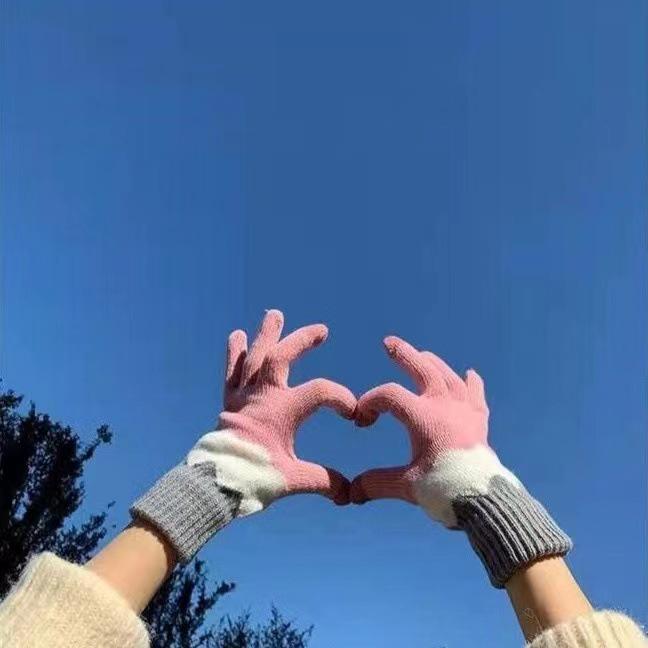 

Теплые шерстяные перчатки с сенсорным экраном - Милый мультяшный дизайн, Красочные вязаные, Плюс бархат, Идеально подходят для зимних райдеров и пар