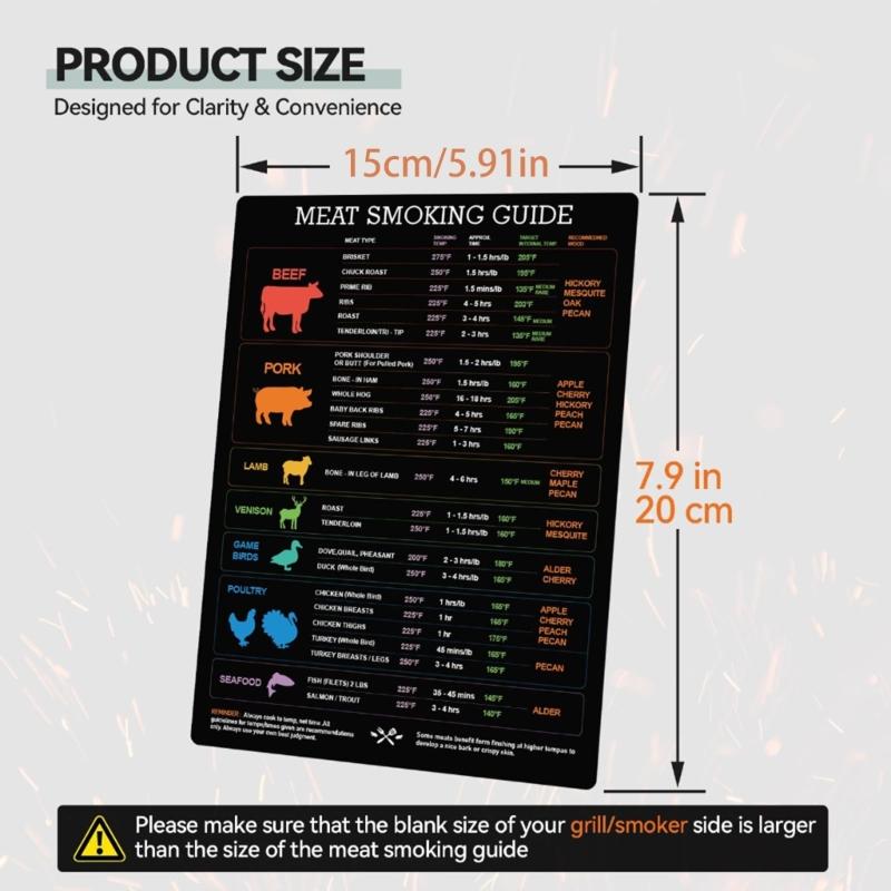 Tabella dei tempi di cottura della carne per friggitrici ad aria Impermeabile Supporto magnetico Strumento essenziale per la cucina Con guida alla temperatura