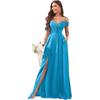 1011 new evening dress European and American bridesmaid dress suspender long dress solid color banquet evening dress