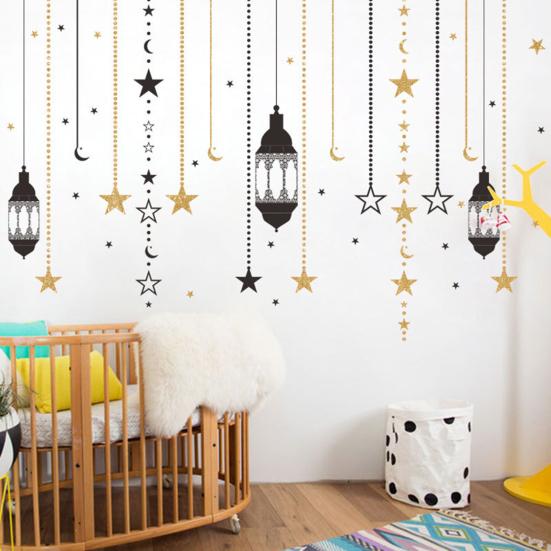 

2 листа/набор, стикер-фонарь с луной и звездой, водонепроницаемый ПВХ, съемный, для гостиной, спальни, офиса, стены, художественный фестиваль, наклейка, праздничное украшение Sets