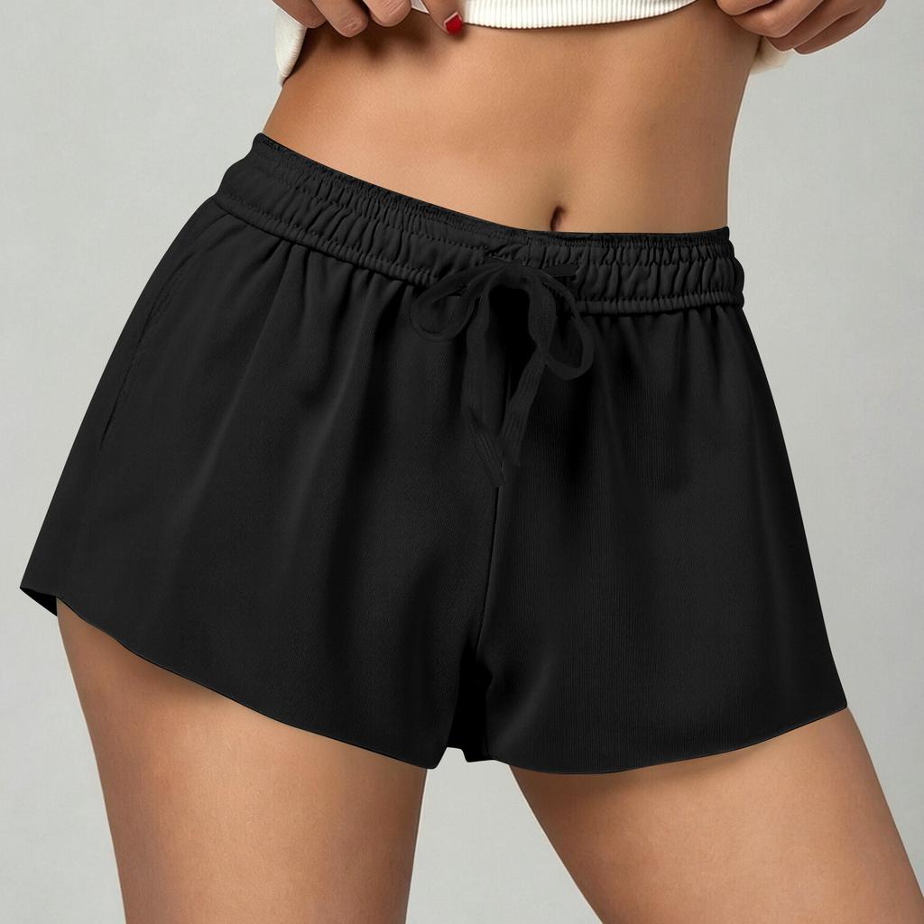 Women's Casual Loose Shorts With Folded Waistband And Pockets