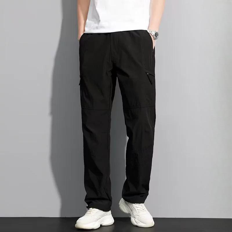 Men s Casual Pants Casual Elastic Waist Trousers Fitness Sportswear Spring Autumn Outdoor Work Pants XS чёрный